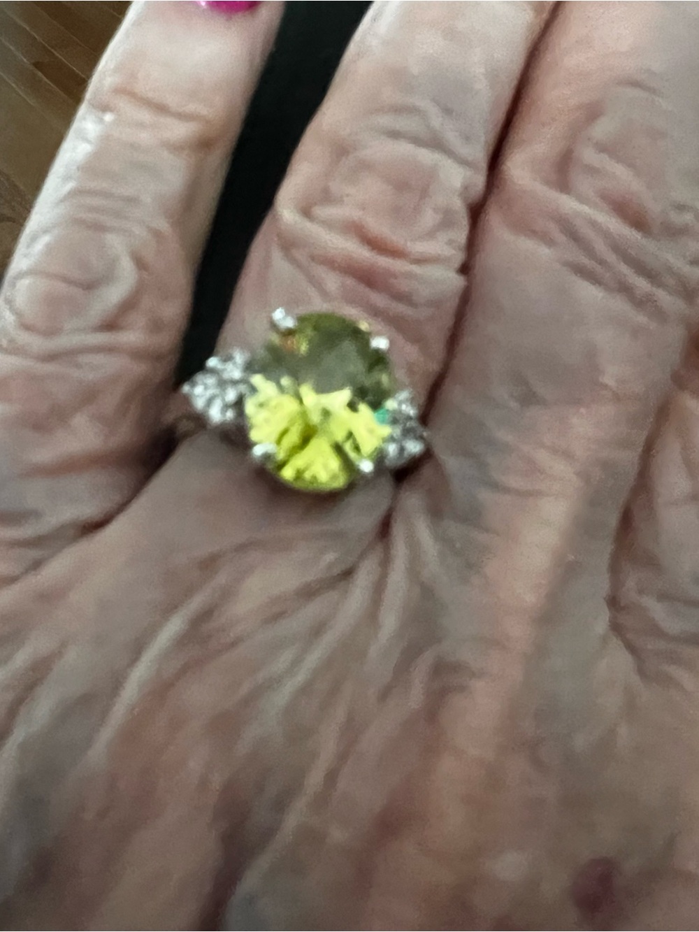 Yellow Gemstone Cocktail Ring with Accent Stones